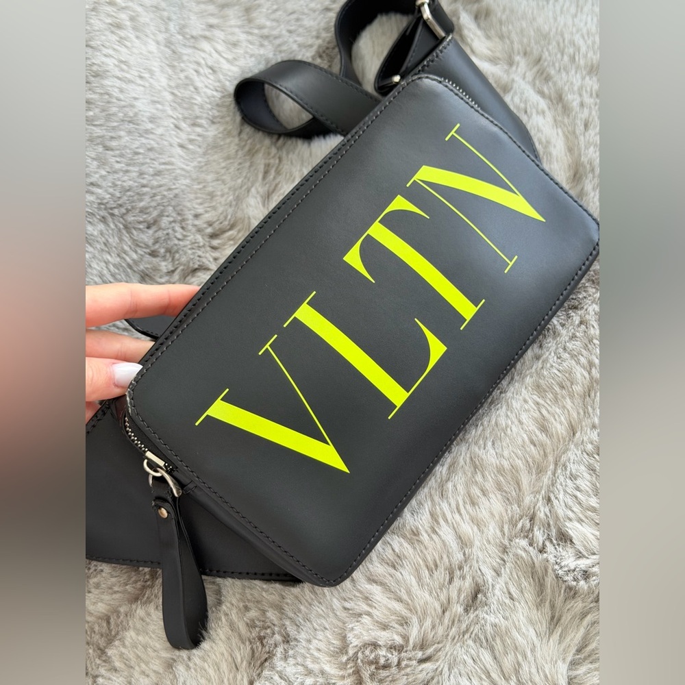Valentino, VLTN, designer bag, crossbody, belt bag, luxury, neon, street style